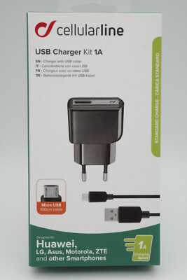 Cellularline Charger Ladegerät 1A 5W 1m Micro USB Daten Ladekabel schwarz