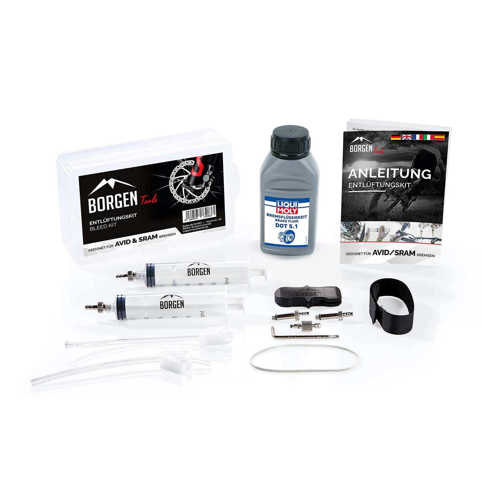 Borgen Kit spurgo Freni Adatto per AVID-SRAM Disco Idraulici │ Kit Manutenzio...