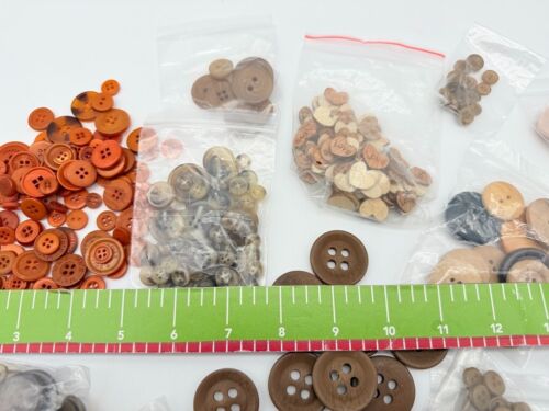 LOT Brown Plastic Wood Celluloid Tortoiseshell Sewing Craft Buttons Shank 4 Hole - Picture 15 of 16