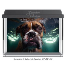 Brown Boxer Dog Swimming Polyester Fish Tank Glass Backdrop Aquarium Background
