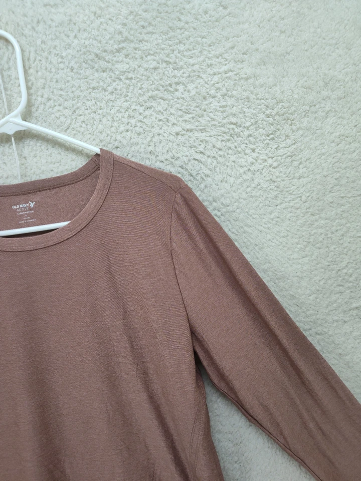 Old Navy Women Top Large Brown Poly Blend Long Sleeve Cloud Motion Go Dry Shirt - Image 3 of 4