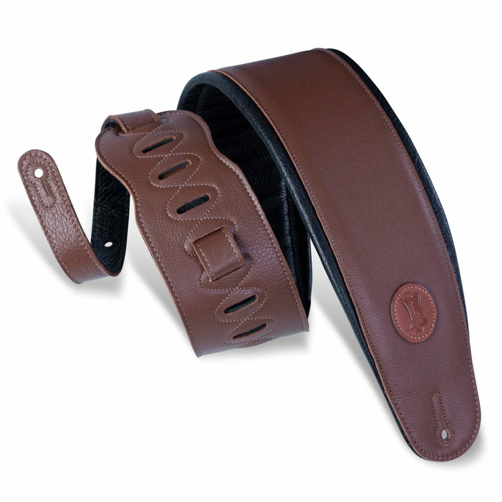 Levy's MSS2 2.5in Padded Garment Leather Guitar Strap, Brown