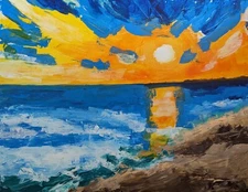 Original Painting Beach Sunset Seascape Contemporary Art by Samantha McLean