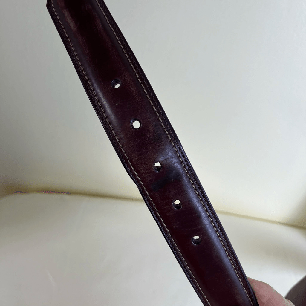 Dickies Brown Leather Work Belt Stitched Trim Dar… - image 4