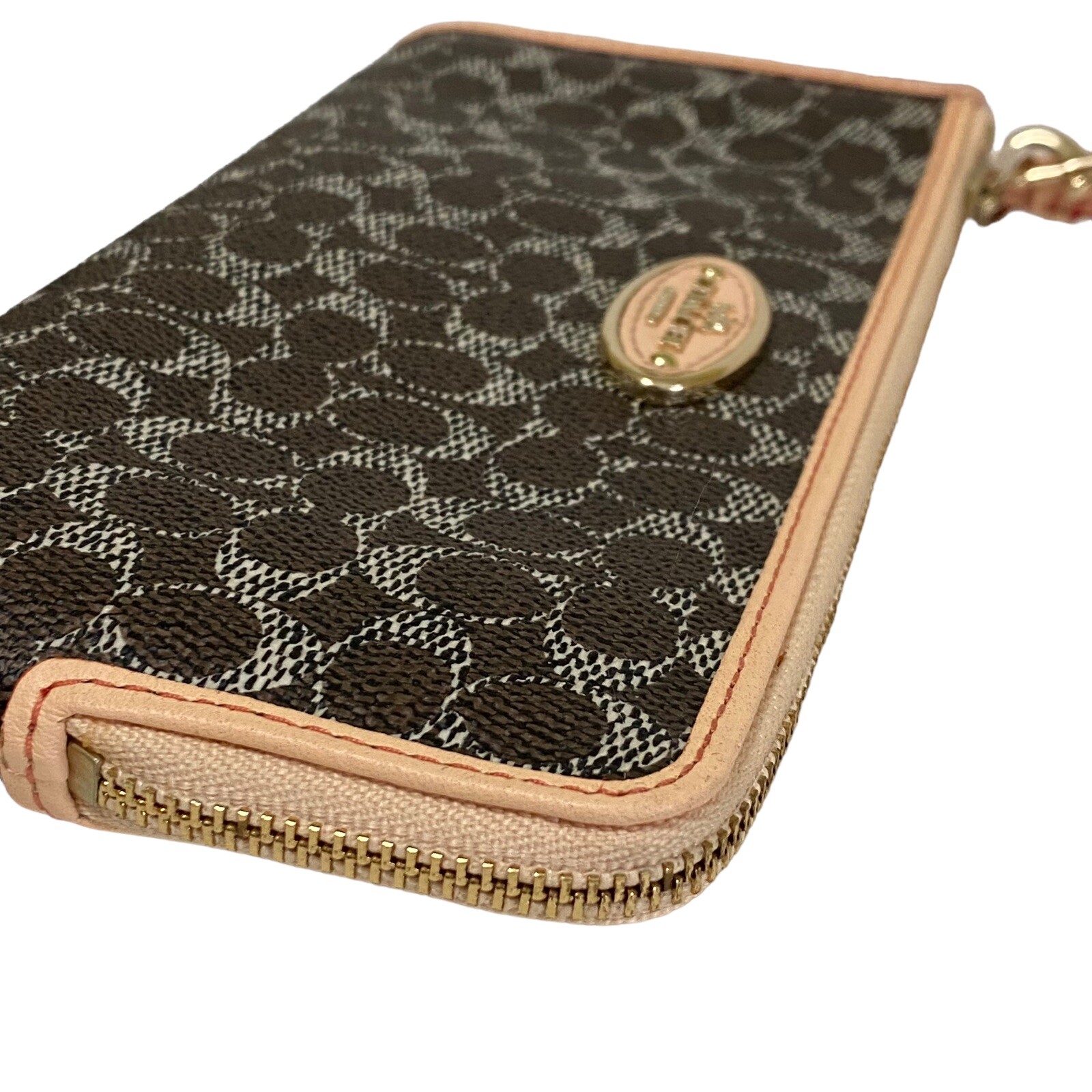 Coach L-Zip Wallet in Embossed Signature Canvas LI/Saddle/Apricot 53412 NEW $125 thumbnail 5