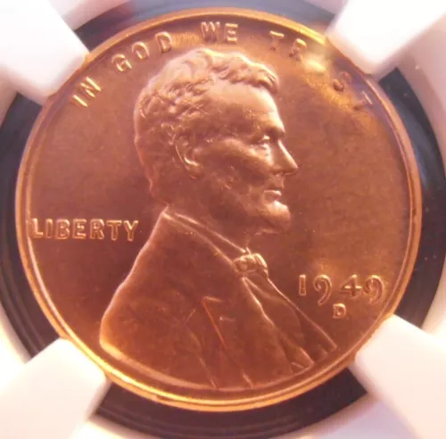 1949 D Lincoln Cent, NGC Certified MS 64 RD (49DN91)