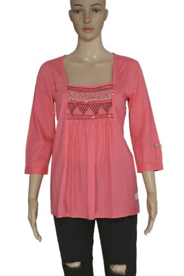 Anthropologie Odd Molly Nobody Embroidered Sequin Remix Pink Blouse Top S