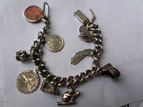 Vintage Sterling Silber Bettelarmband  - Bild 1 von 8