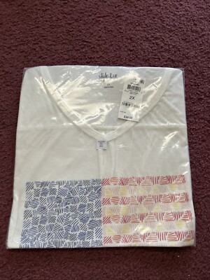 Style & Co Women's Plus Size 2X, Line Flag Graphic Print V Neck T Shirt New