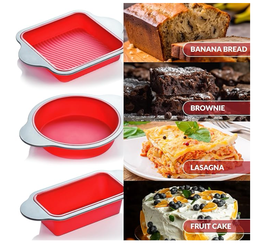 Silicone Baking Pans Set. 3 PCS Professional Silicone NonStick Baking