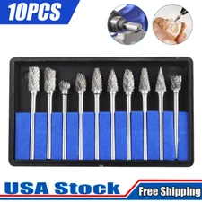 10X Tungsten Carbide Burr Bits 1/8" Shank Cutting Carving For Dremel Rotary Set