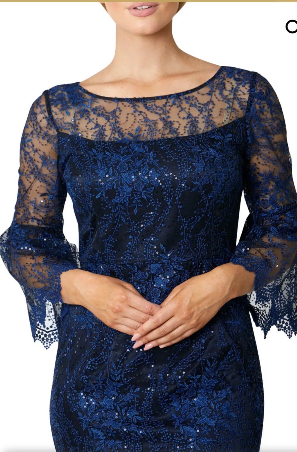 Anthea Crawford Blue Flared Shift Dress Size 10 Lace New Rrp 599 eBay