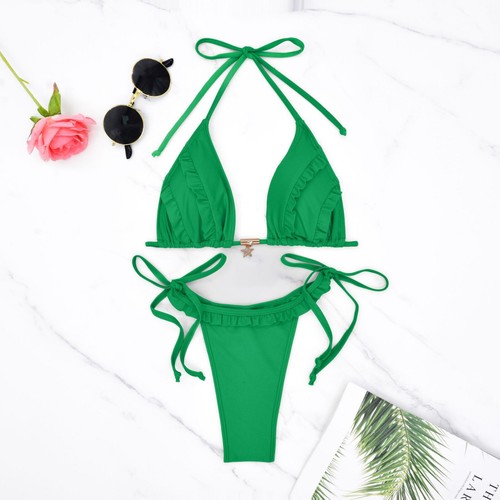 Sexy Micro Bikini Conjuntos para Mujeres Niñas Trajes de Baño Traje de Baño Tanga Volantes Ropa de Playa - Imagen 27 de 28