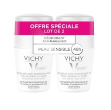 Vichy 48H AntiPerspirant Deodorant Sensitive or Waxed Skins Roll-on 2x50ml