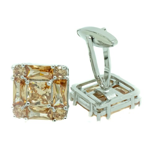 Cufflinks Silver and Orange Square Wedding Mens Pair Cuff Links 17mm x 17mm
