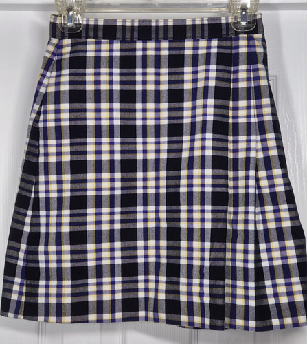 Mills Uniform Company Girls SZ 12 Pleat Skirt Black Yellow Plaid Pocket M022-69