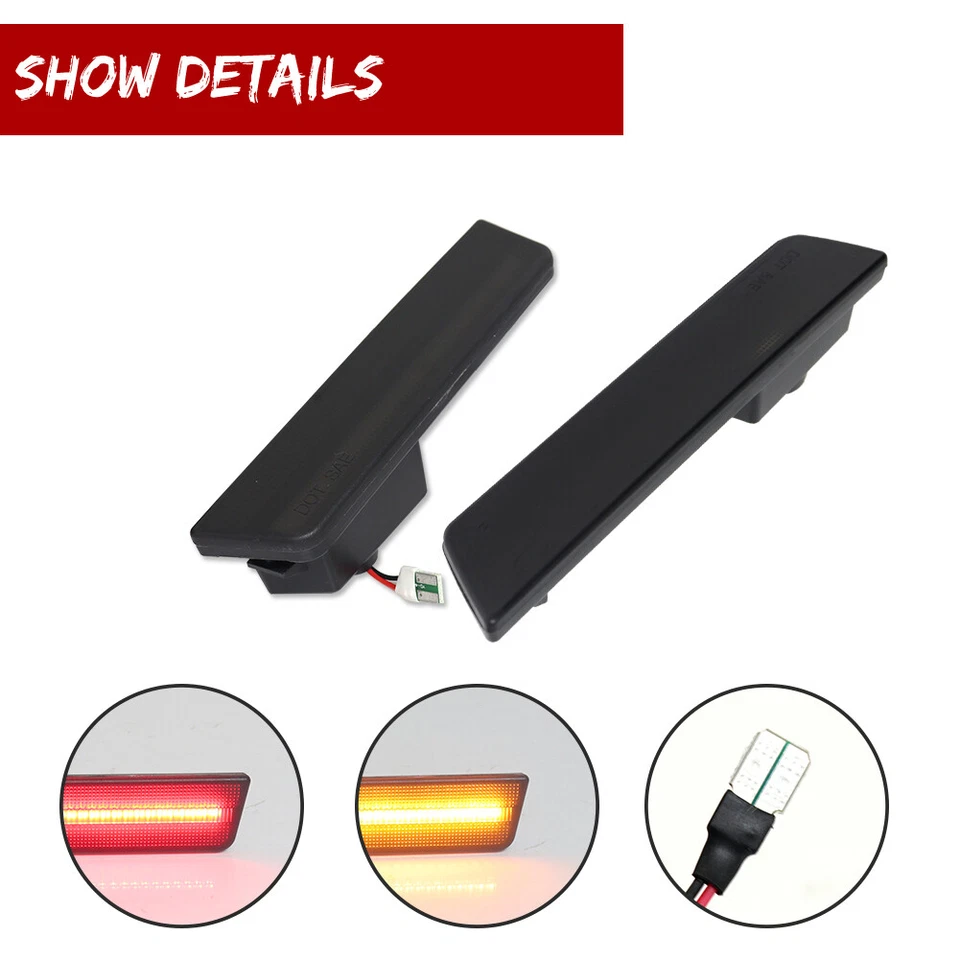 Luces de señalización laterales LED rojas ámbar delanteras ahumadas para Dodge Challenger 2008-14 Foto 4 de 4