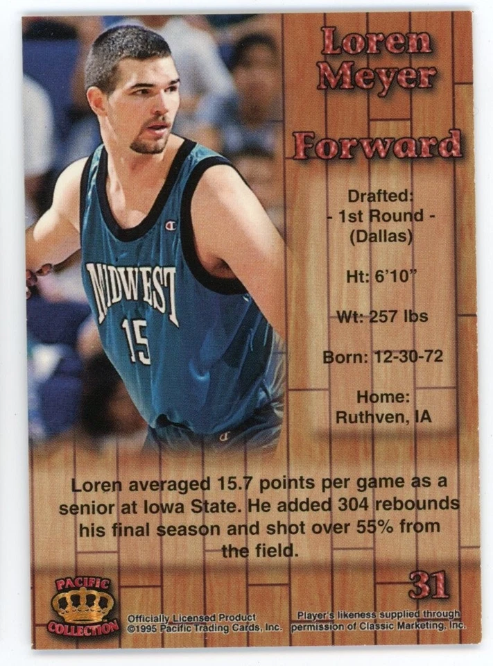 1995 Pacific #31 Loren Meyer - Image 2 of 2