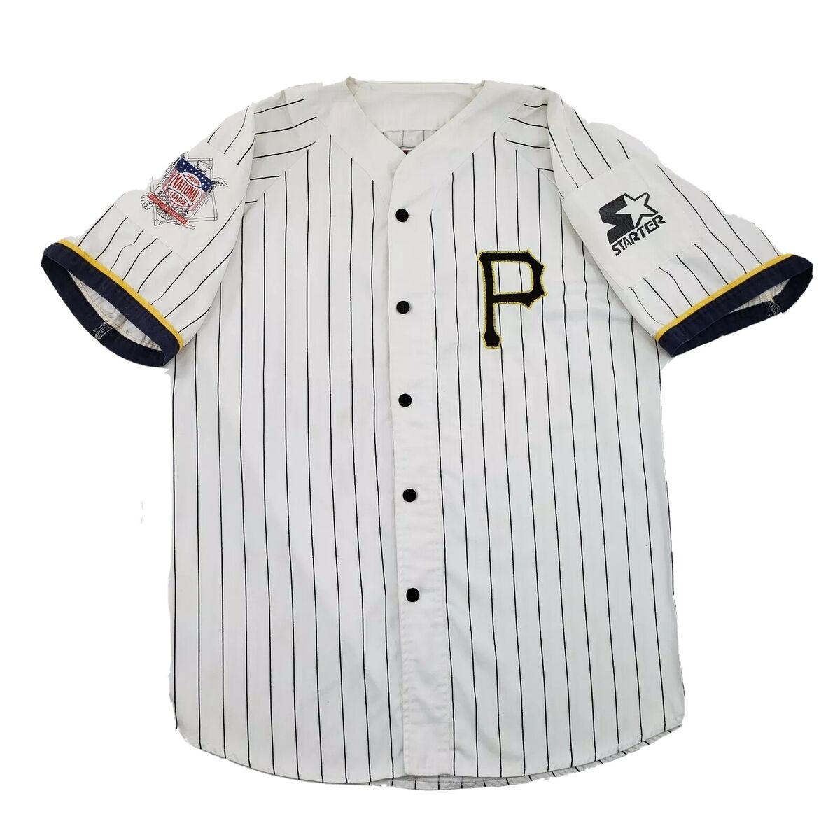 Vintage 90s Starter Pittsburgh Pirates White Pinstripe Baseball Jersey XL  MLB