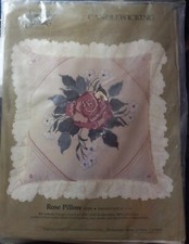 Vtg Something Special Candamar Designs Rose Pillow Candlewicking/Embroidery Kit