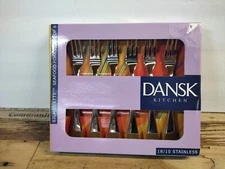 Set of 6 Dansk Kitchen Silhouette 18/10 Stainless Flatware Seafood Forks New 