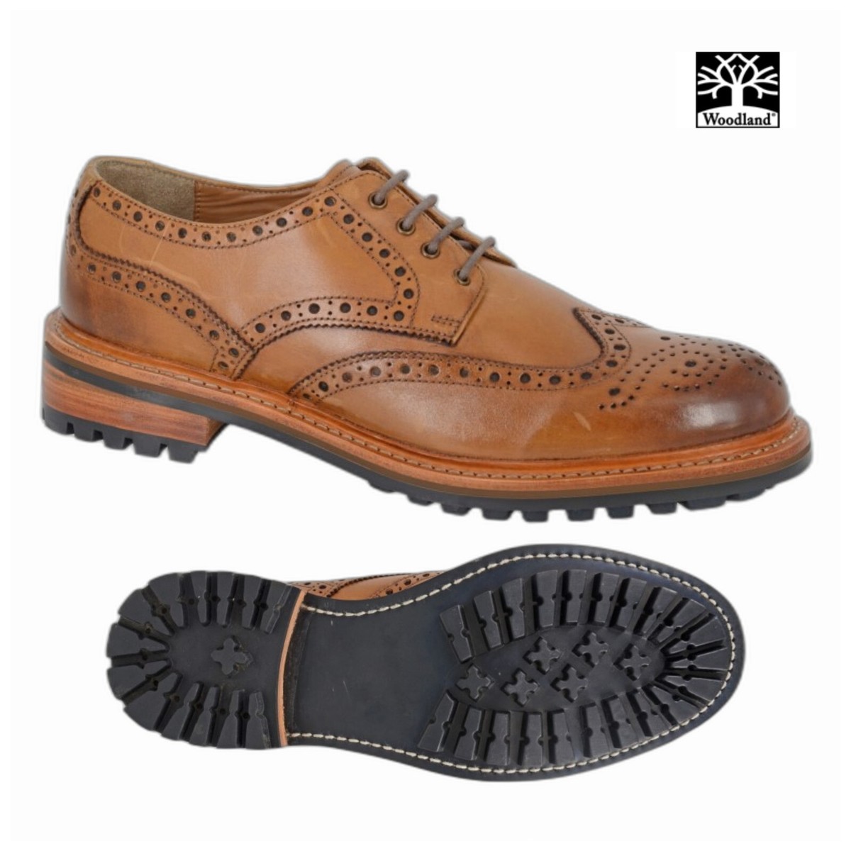 Woodland M535 Men's Fashion Eyelet Brogue Gibson Leather Shoes