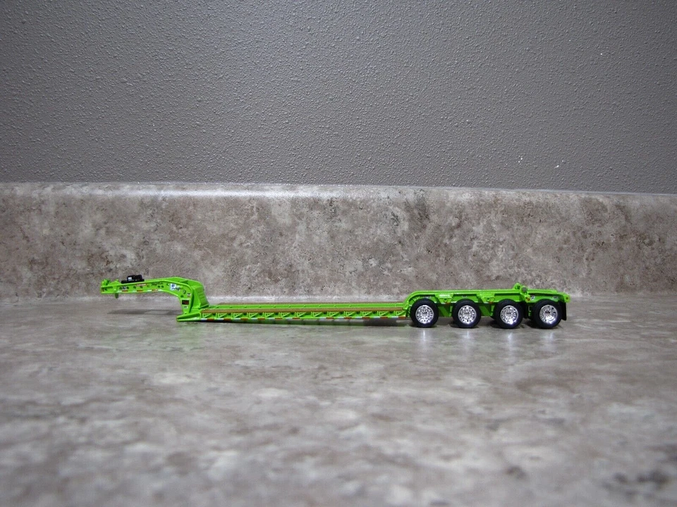 DCP 1/64 Lime Green Fontaine Tri-Axle Detachable Lowboy Flip Axle Trailer Toy - Image 3 of 3