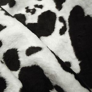 Black White Cow Print Medium Pile Kunstfell Stoff Pro Meter Ebay