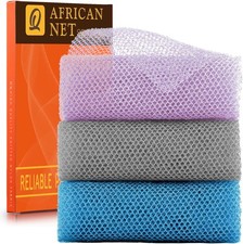 3 Pieces African exfoliating net African Net Long Net Bath Sponge Exfoliating