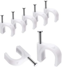 100 Pcs Cable Clips 10mm Wire Wall Holders with Steel Nails for Cord Management
