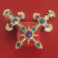 MVH Princess Michaela Von Habsburg Vintage Crossed Swords Crown Jewels Brooch T7