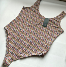 Wild Fable Women  s Striped Ribbed Tank Top Bodysuit Size Large Lightweight