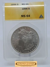 1896 Morgan Silver Dollar, ANACS MS 64 - #B53112