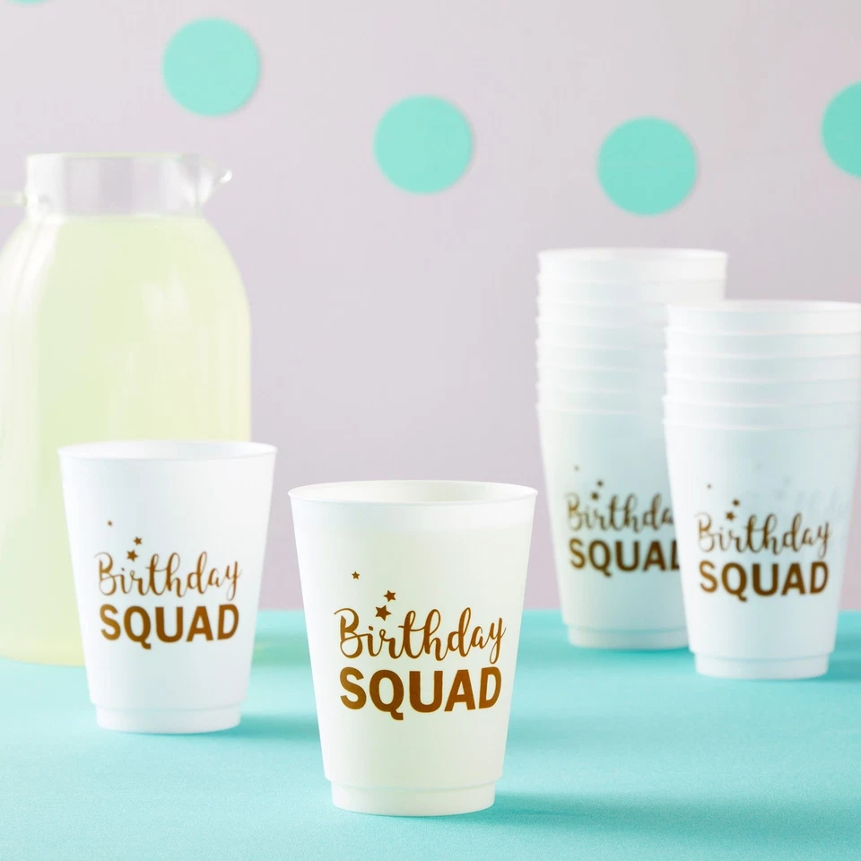 16 Pack Reusable Plastic Birthday Cups for Adults and Women, 16 oz, 4.25 x 3.5" - Image 3 of 4