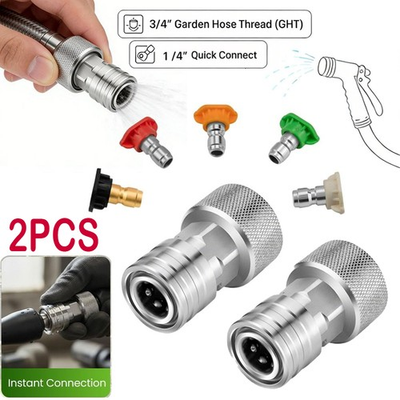 #ad High Pressure Garden Hose Washer Adapter 3 4quot;GHT to 1 4quot;Quick Connect 2x $14.15
