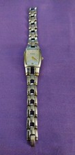 Fossil Silvertone Face Square Link Bracelet Band Watch
