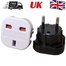 UK To EU Euro Europe European Travel Adaptor Plug 2 Pin Adapter.