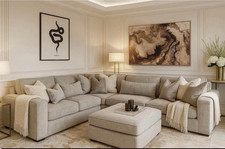 Luxury Ruby Corner Sofa Full Back Cushions 5 Seater Brand New Cream Free Deliver