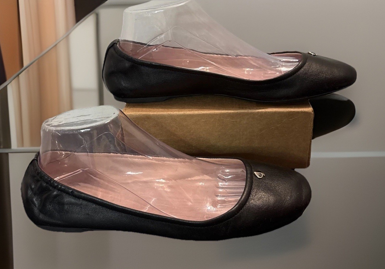 KATE SPADE Keaton Leather Ballet Flats US 9 B Color Black