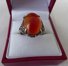 Prachtvoller 925 Silber Ring  orangefarbener Stein Karneol Carneol?