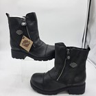 Harley-Davidson Boots Amherst D84236 Women 8.5 Black Leather Side Zip Moto