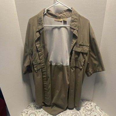 Rugged Earth Men's XL Khaki Short Sleeve Cotton Blend Button-Up Collared Shirt