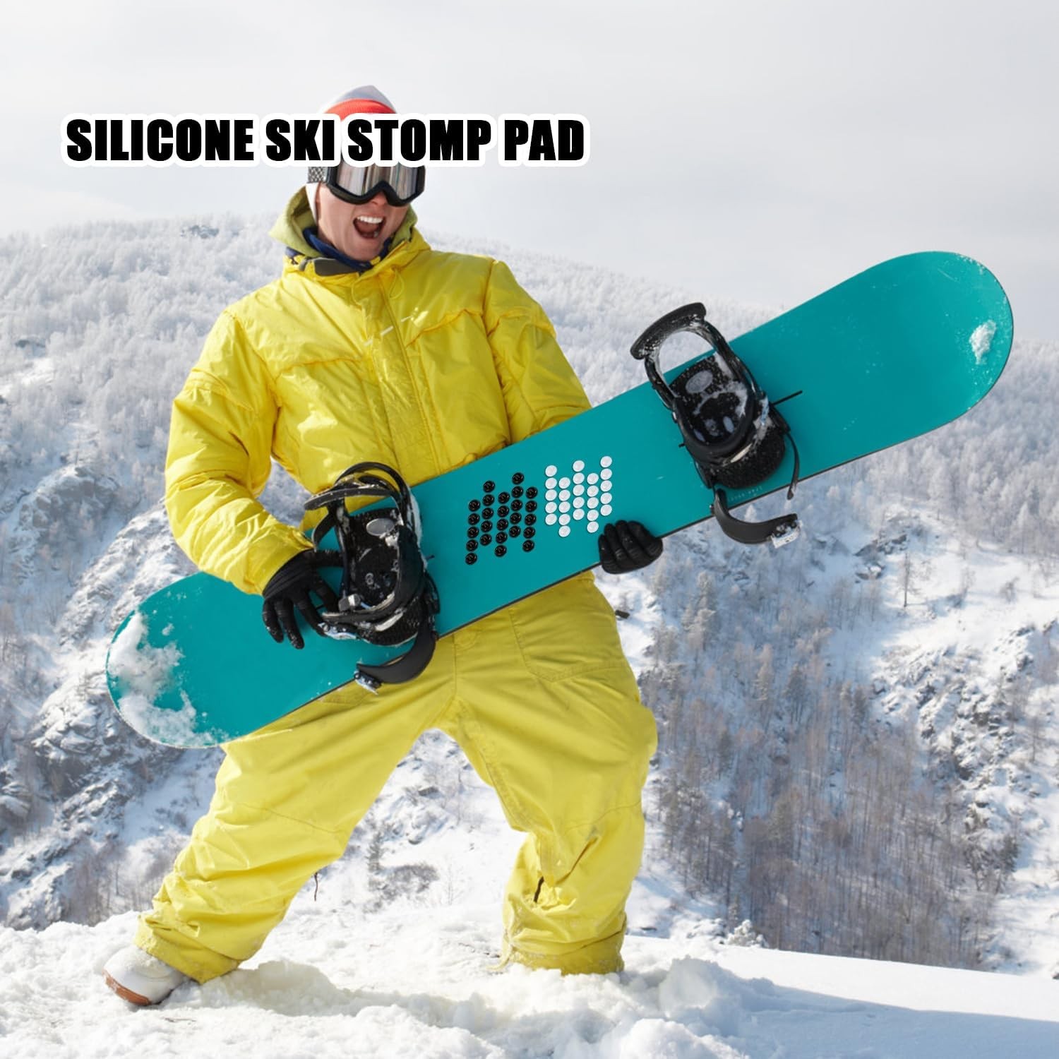 100pcs Anti-Slip Snowboard Stomp Pads Mat, 0.53x0.53x0.2", clear, black 