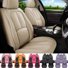 Thickened Nappa Leather Seat Covers w/ Ergonomic Lumbar Support 5-Seat Full Set
