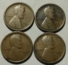 1912-S 1913-S 1914-S 1915-S Lincoln Wheat Cents lot of 4 semi-key dates G-VG+