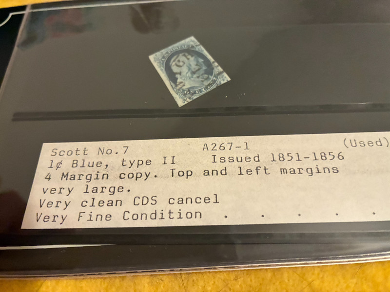 US Stamp Scott #7   One Cent Blue  Type II USED Very Fine Issued 1851-1856