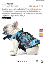 Dog Life Jacket, Life Vest with Chin Float Rescue Handle