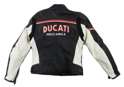 DUCATI Men s 38 40 46 Black Striped Logo Cowhide Leather Motorcycle Armor Jacket