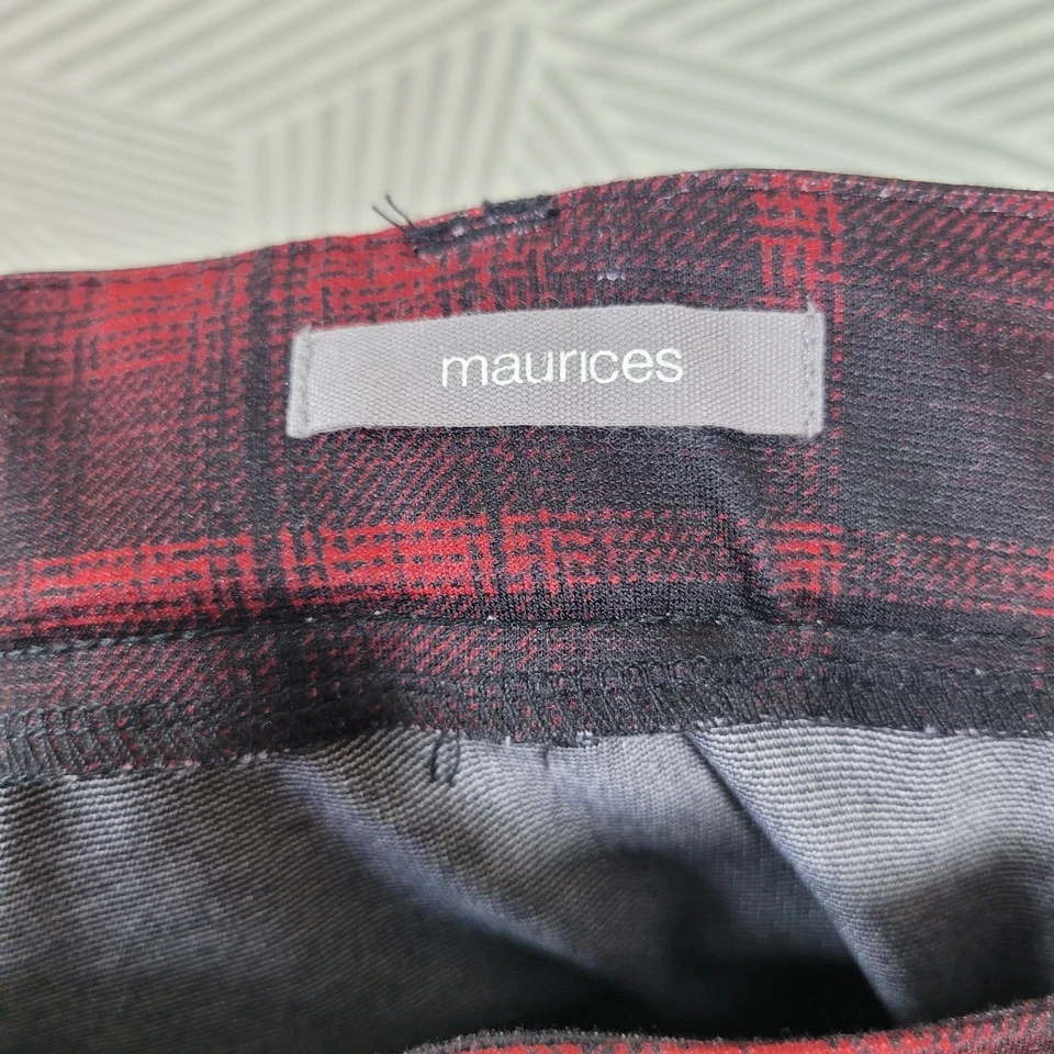 Falda Lápiz Maurices Plus 1X Sobre la Rodilla Buffalo Cuadros Corta Roja Negra Elástica Foto 4 de 4