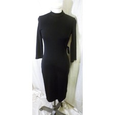 Express Knee Length Double Zipper Open Back Black Bodycon Dress NWT